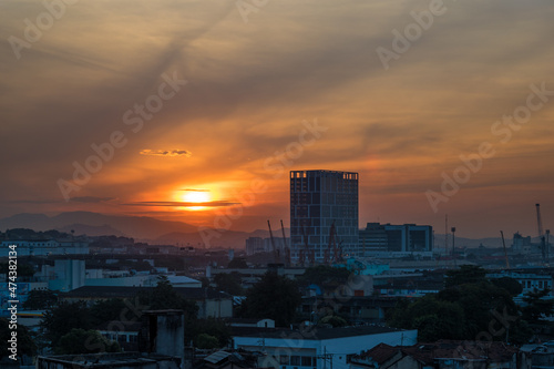 Rio de Janeiro, Rio de Janeiro, Brazil, June 2018 - sunset view from a terrace at Fábrica Bhering, an old factory in Rio de Janeiro © Bernard Barroso
