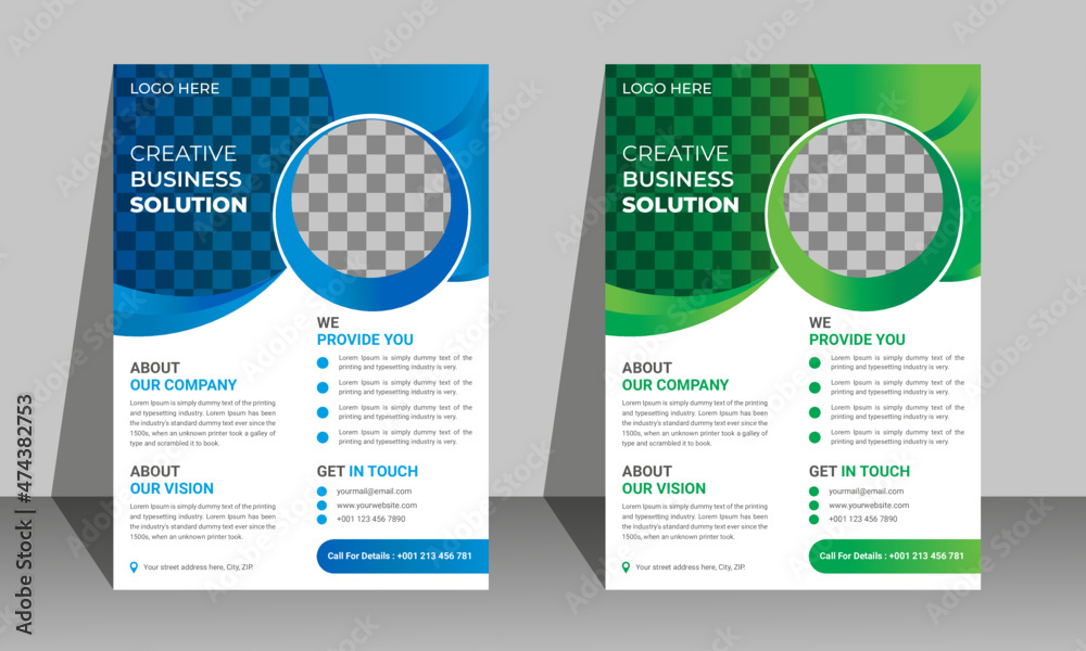 Business flyer template for business poster layout, blue, green, vector design. Business flyer template for business poster layout, blue, green, vector design.