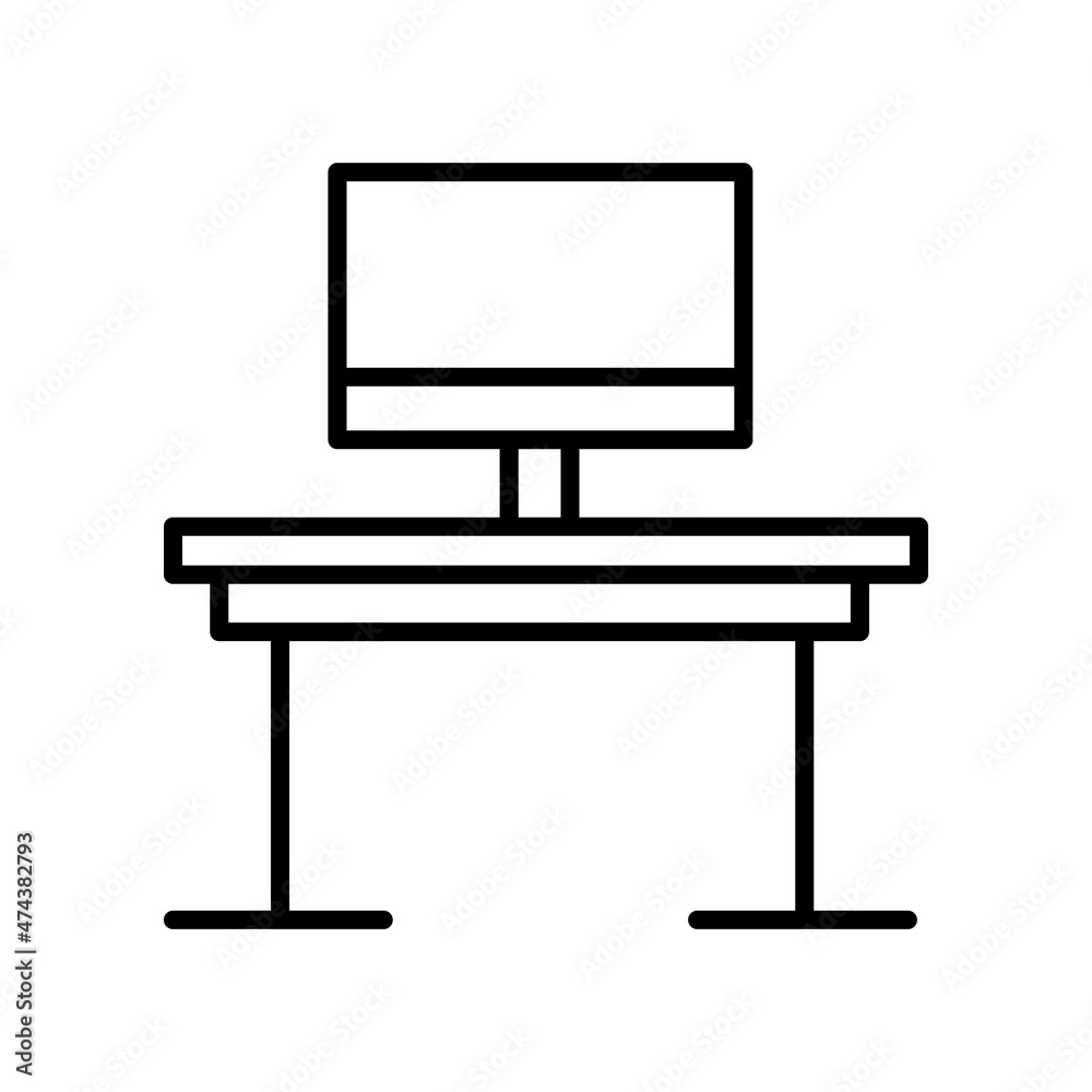 Computer desk minimalist monitor office icon Computer desk minimalist monitor office icon