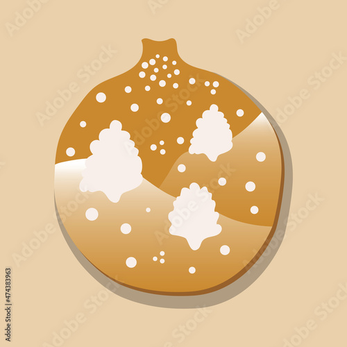 One vector element on pink background. Feast of Christmas. Gingerbread or gingerbread with white icing. Christmas illustration 