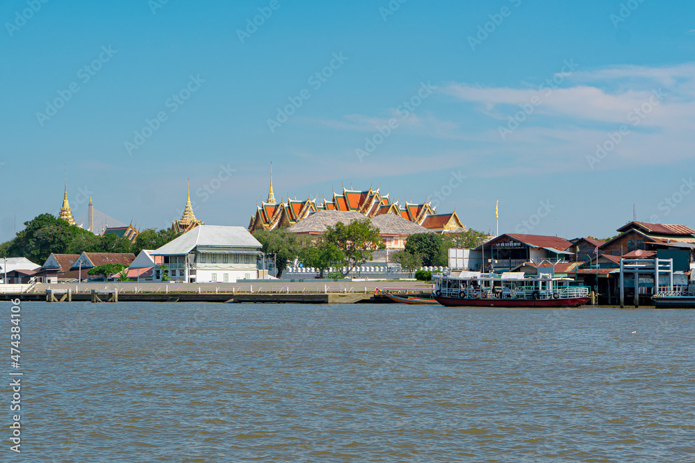 grand palace and Chao Phraya River Bangkok Thailand
