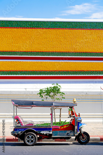 Tuk Tuk and temple city of Bangkok Thailand photo