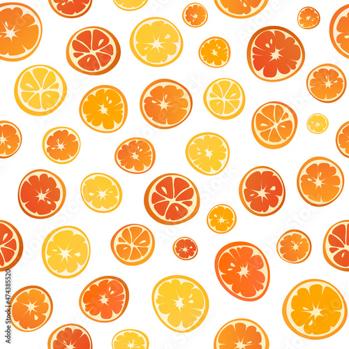 vector seamless drawn pattern of oranges, grapefruits and lemons for backgrounds, ornaments and prints 
