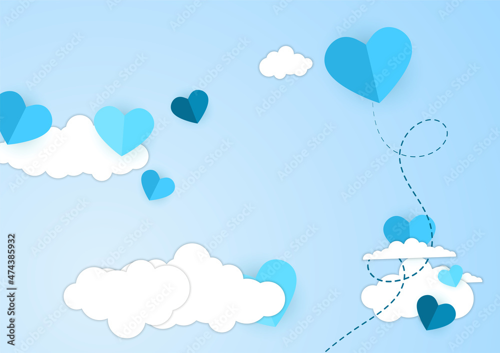 Valentines day sale vector banner. Sale discount text for valentines day shopping promotion with hearts elements in blue background. Vector illustration.