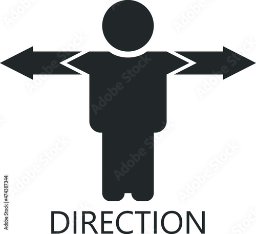 Direction icon vector, human right direction vector