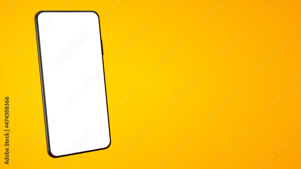 Phone with beautiful lighting on yellow background - 3d rendering Phone with beautiful lighting on yellow background - 3d rendering