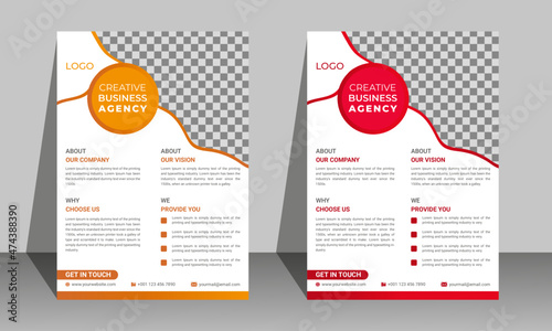 Business Flyer Layout design with Colorful Accents, marketing, yellow, red, vector template design.
