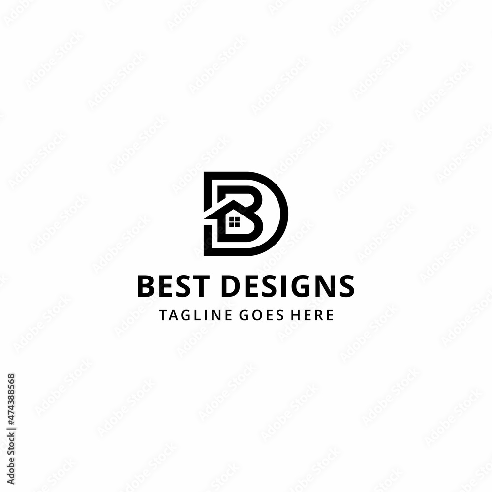 Creative modern abstract illustration initials B,D home sign geometric logo design template Creative modern abstract illustration initials B,D home sign geometric logo design template