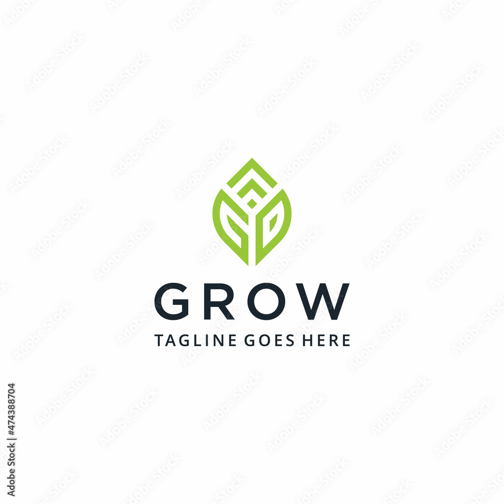 Creative modern abstract illustration initials G,P geometric leaf shape logo design template Creative modern abstract illustration initials G,P geometric leaf shape logo design template