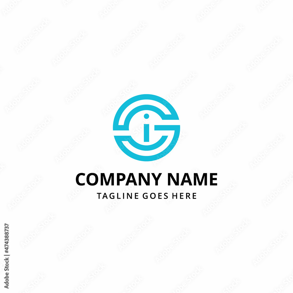 Creative modern abstract illustration initials G C I circle sign logo design template 