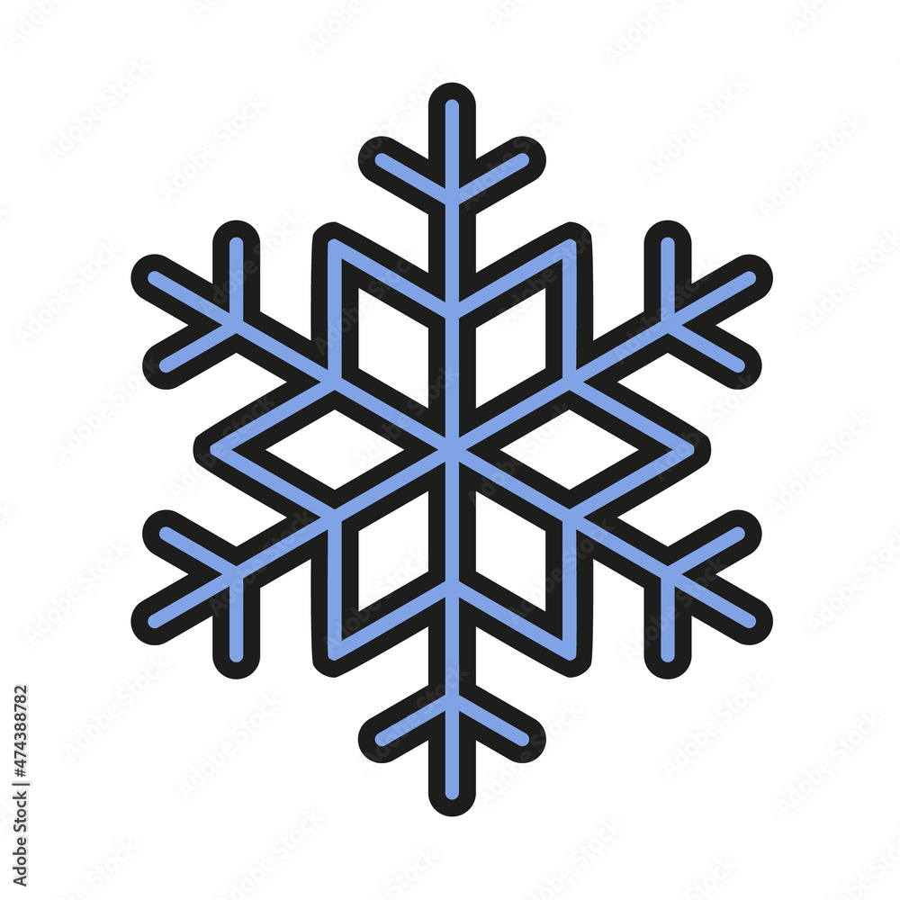 Vector line snowflake Icon blue on a white background Vector line snowflake Icon blue on a white background