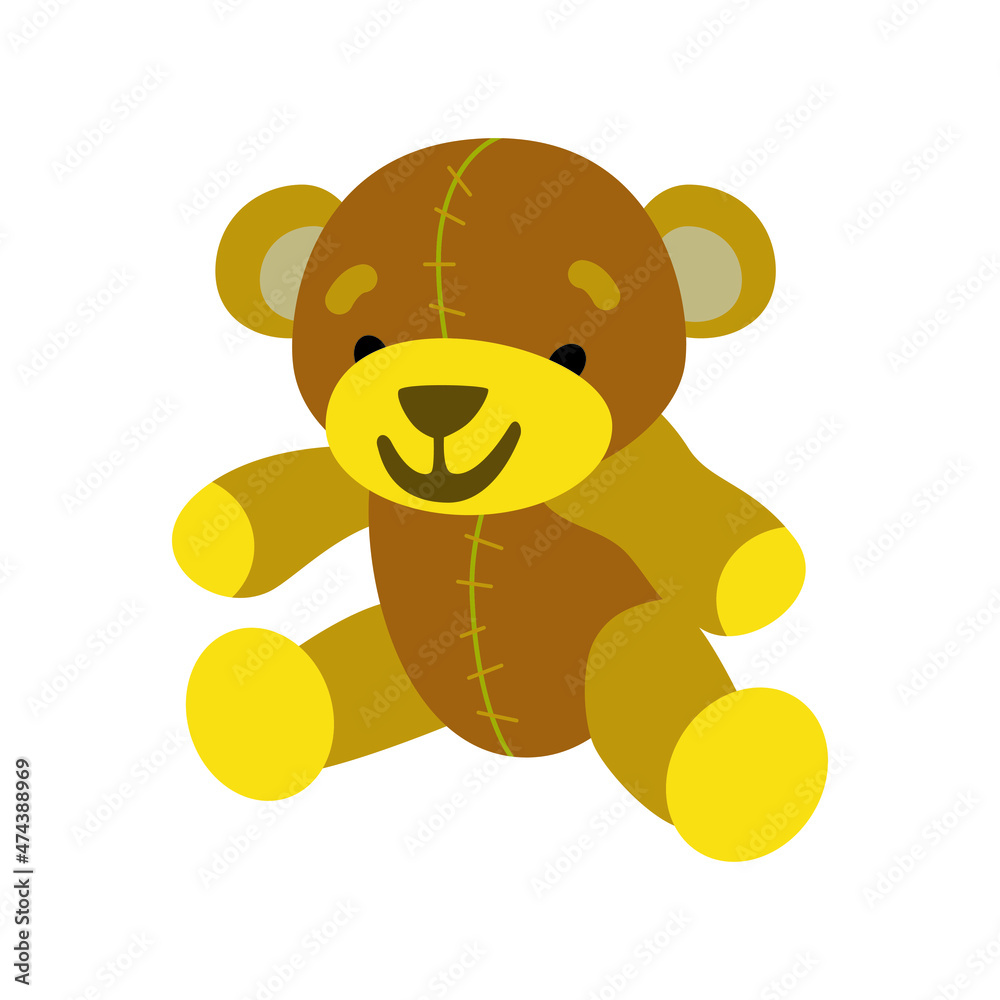 Obraz premium Soft teddy stuffed, Teddy bear toy, vector drawing