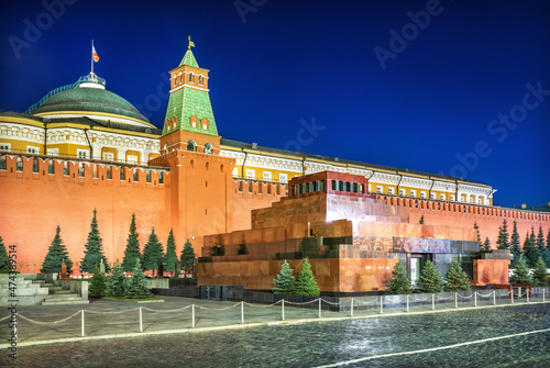 Mausoleum on Red Square in Moscow. Caption: Lenin