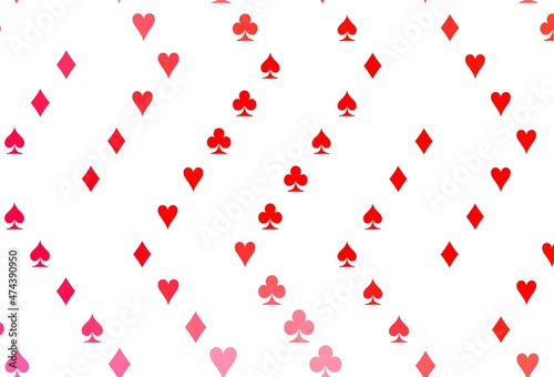 Light Red vector template with poker symbols.