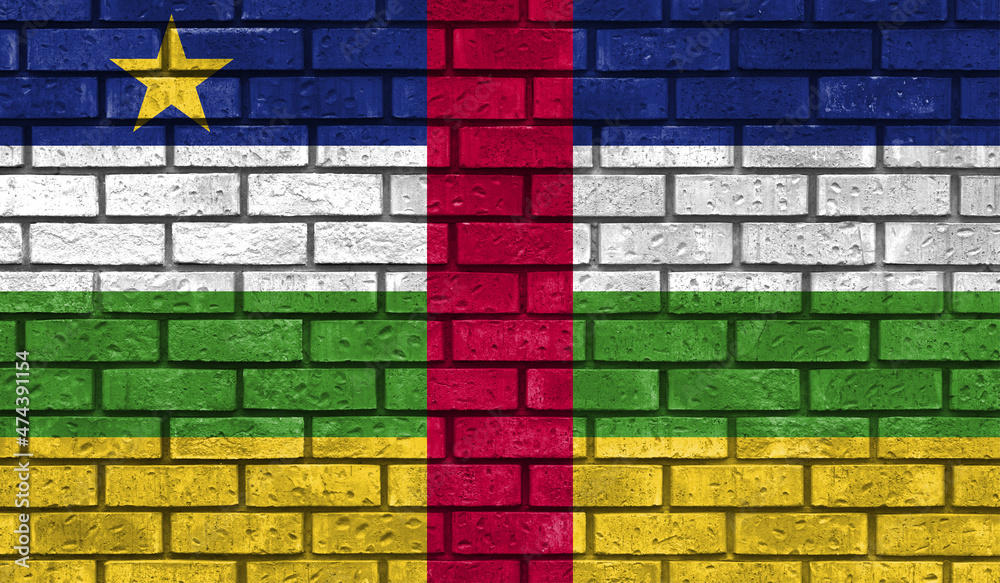 Central African Republic flag on a brick wall Central African Republic flag on a brick wall