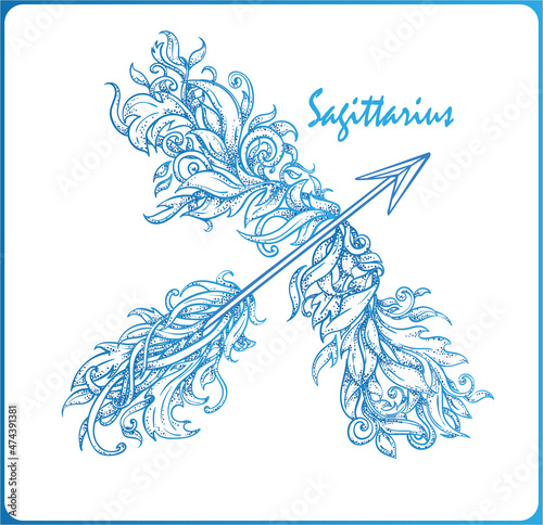 Sagittarius zodiac sign in the form of a bow and arrow