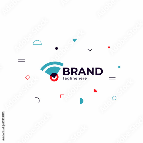 Vector logo design of wifi pin location with line and shape element. This logo is ideal for network brand, wifi brand, share apps brand,etc.