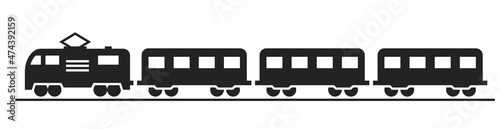 electric train icon. locomotive and passenger wagons vector image. suburban railway transport