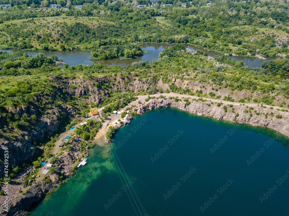 Fototapeta premium Aerial view on lake