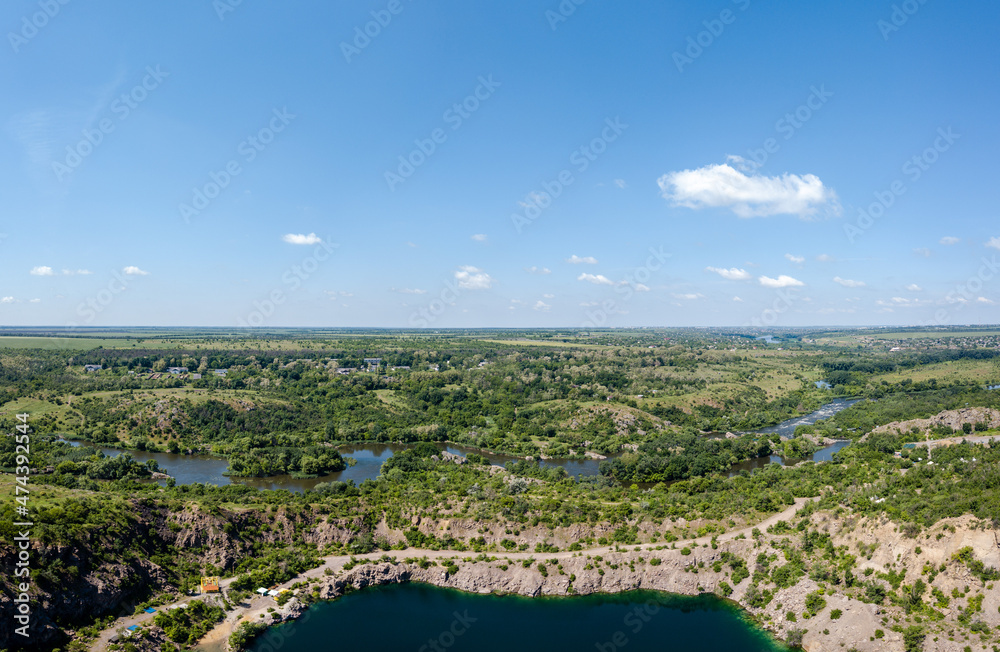 Aerial view on lake