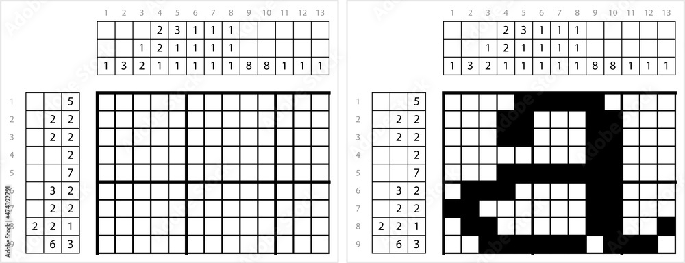 Fototapeta premium Alphabet a Lowercase Nonogram Pixel Art M_2112002