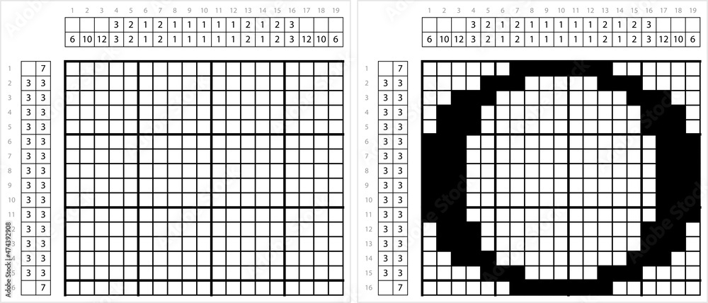 Fototapeta premium Alphabet O Nonogram Pixel Art M_2112002