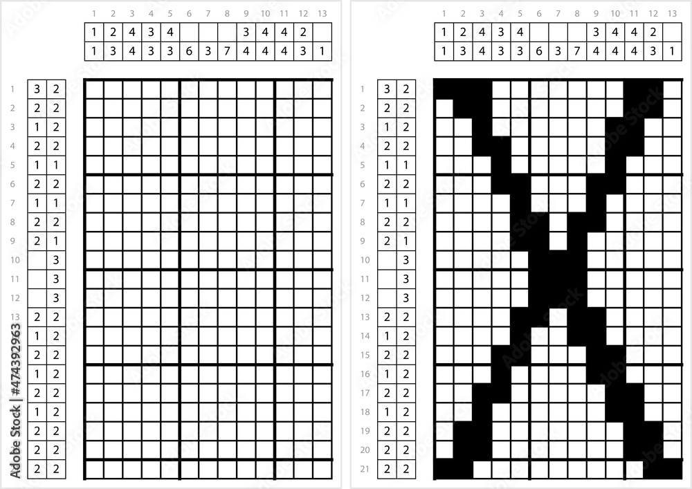 Fototapeta premium Alphabet X Nonogram Pixel Art M_2112001