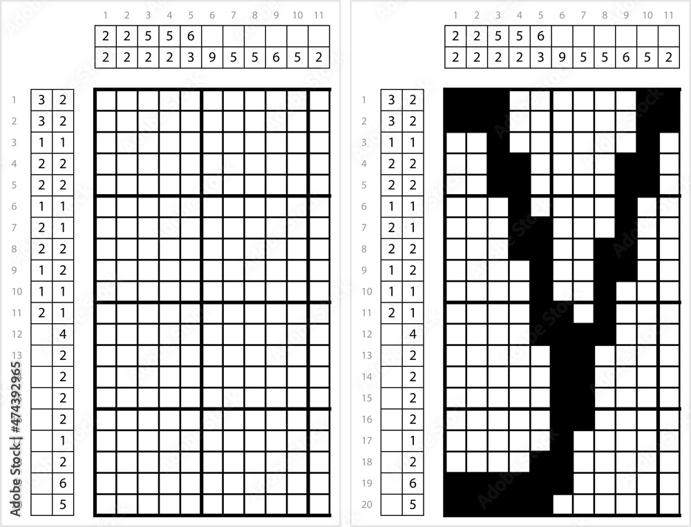 Fototapeta premium Alphabet y Lowercase Nonogram Pixel Art M_2112001