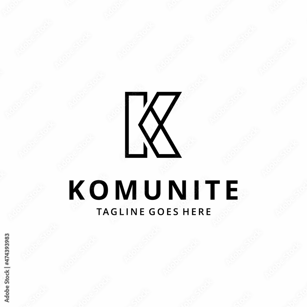 Creative modern abstract illustration initials K sign geometric logo design template