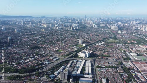 Aerial view car traffic in morning at Gombak, Selangor photo