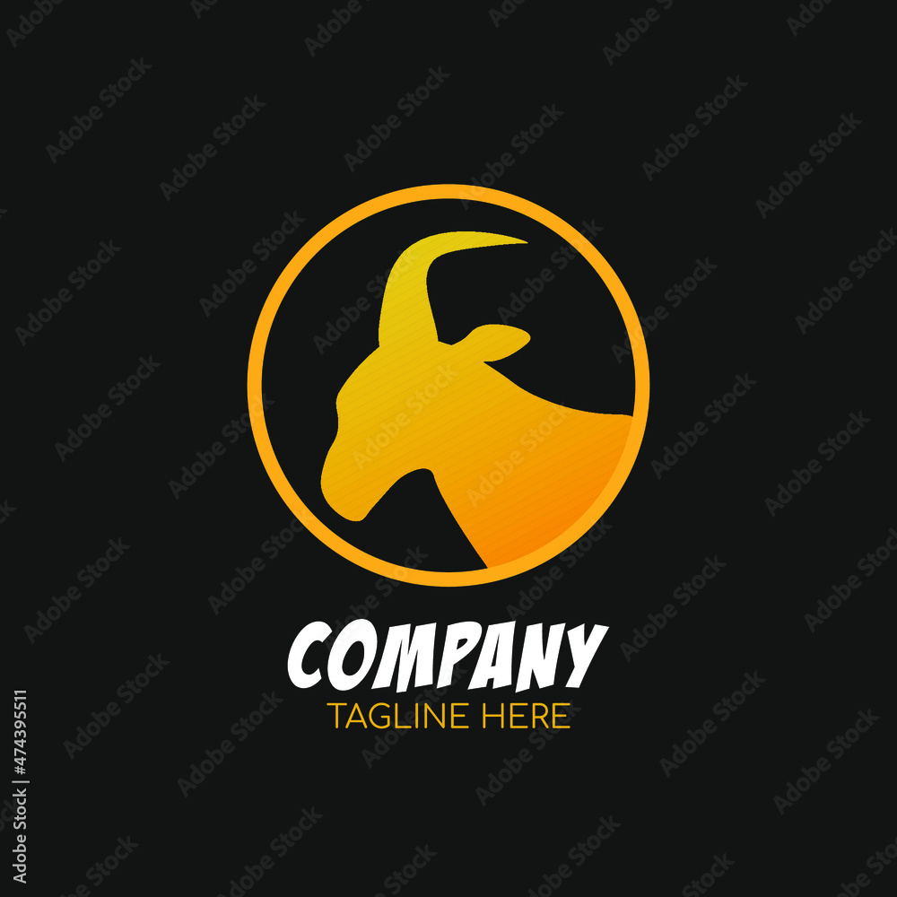 Obraz premium luxury yellow gold color goat head logo