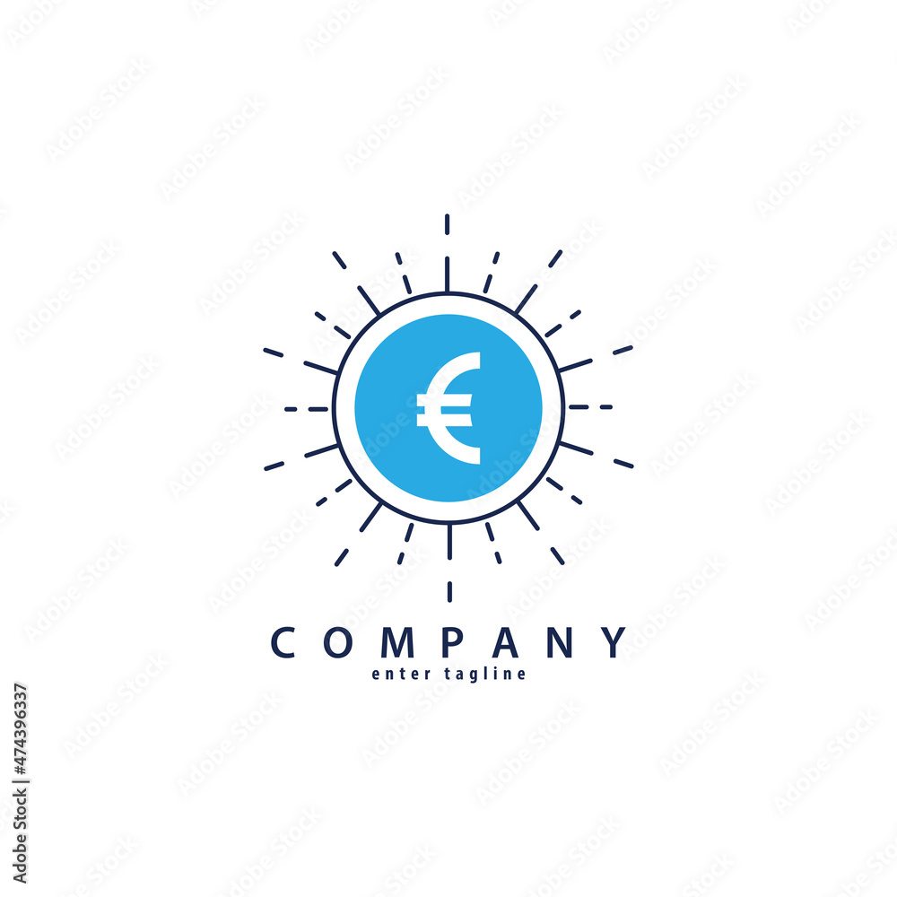 euro logo template design with shining elements euro logo template design with shining elements