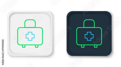 Line First aid kit icon isolated on white background. Medical box with cross. Medical equipment for emergency. Healthcare concept. Colorful outline concept. Vector