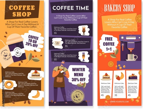 Coffee shop and bakery, pastry and brewed drink