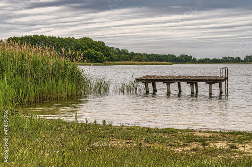 A bathing jetty in the Penzliner See  Mecklenburg-Western Pomerania  Germany