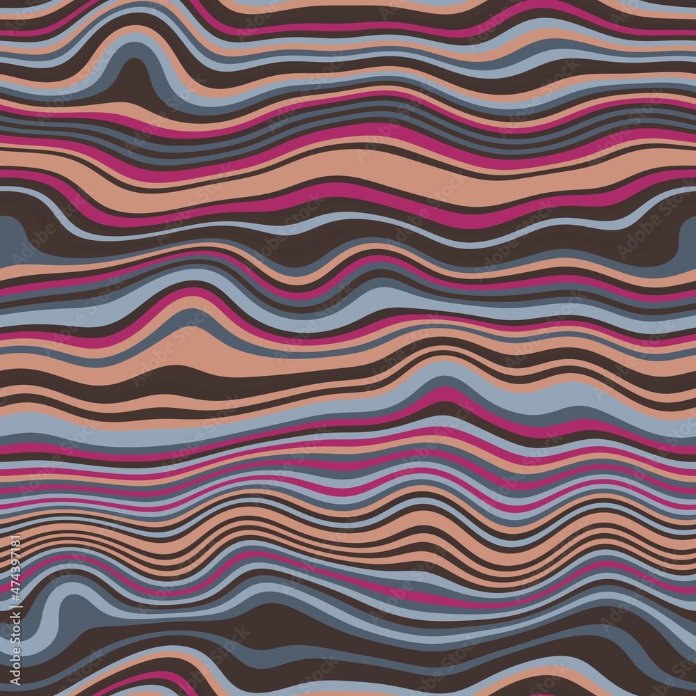 Seamless wavy stripe trendy surface pattern design for print. High quality illustration. Curved striped simple abstract digitally rendered repeat tile for fashion, fabric, textile, interior, or decor. Seamless wavy stripe trendy surface pattern design for print. High quality illustration. Curved striped simple abstract digitally rendered repeat tile for fashion, fabric, textile, interior, or decor.