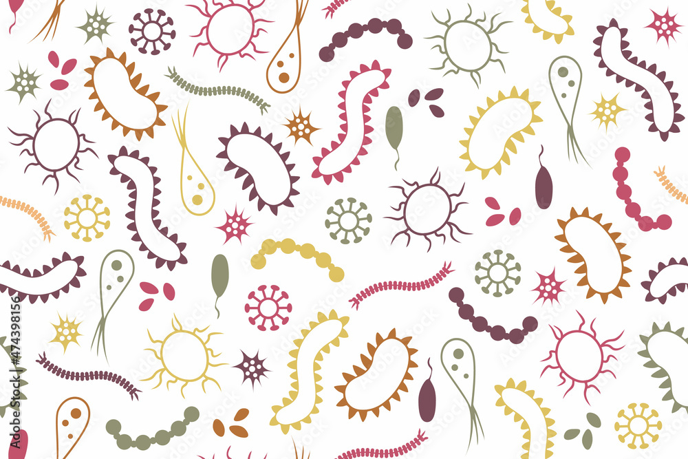 Photo & Art Print Microorganisms seamless pattern on transparent ...