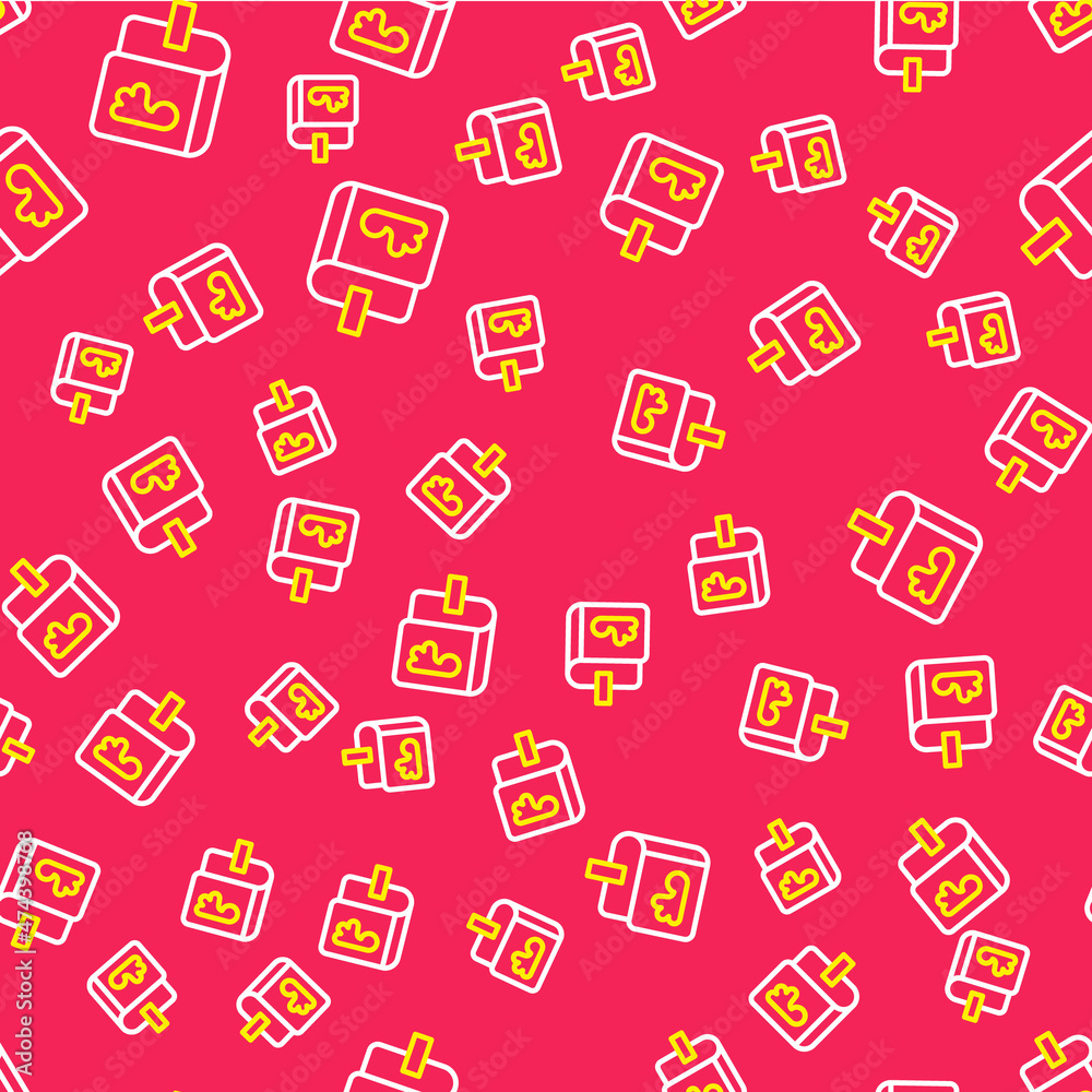 Line Viking book icon isolated seamless pattern on red background. Vector Line Viking book icon isolated seamless pattern on red background. Vector