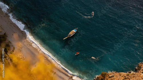Aerial view of Butterfly valley deep gorge, Fethiye, Mugla, Turkey. Summer, sea and holiday concept. Kelebekler Vadisi photo
