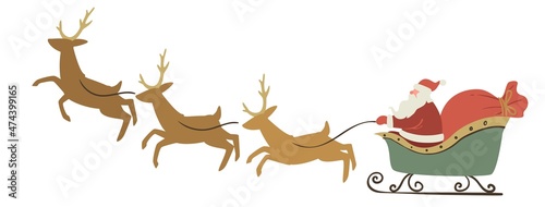 Santa Claus with reindeers, Nicholas in sleigh
