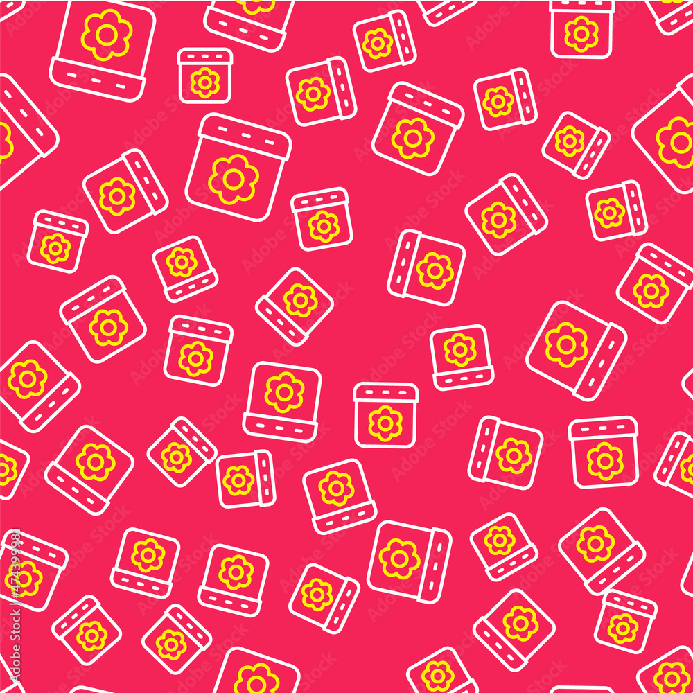 Line Calendar spring icon isolated seamless pattern on red background. Event reminder symbol. Vector Line Calendar spring icon isolated seamless pattern on red background. Event reminder symbol. Vector