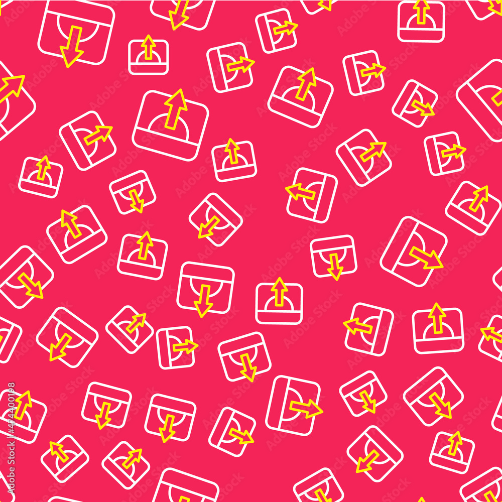 Line Sunrise icon isolated seamless pattern on red background. Vector Line Sunrise icon isolated seamless pattern on red background. Vector
