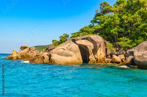 Beautiful tropical sea with rocks and blue sky at Similan island, Andaman sea, Phang-nga, Southern Thailand