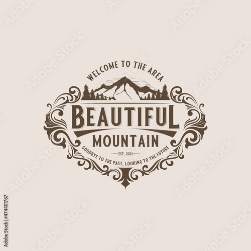 Decorative ornamental, Mountain, vintage logo