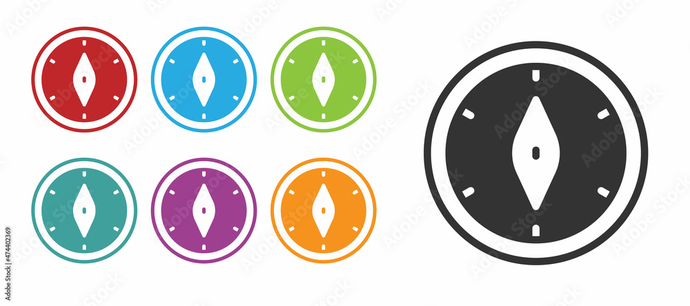 Black Compass icon isolated on white background. Windrose navigation symbol. Wind rose sign. Set icons colorful. Vector Black Compass icon isolated on white background. Windrose navigation symbol. Wind rose sign. Set icons colorful. Vector