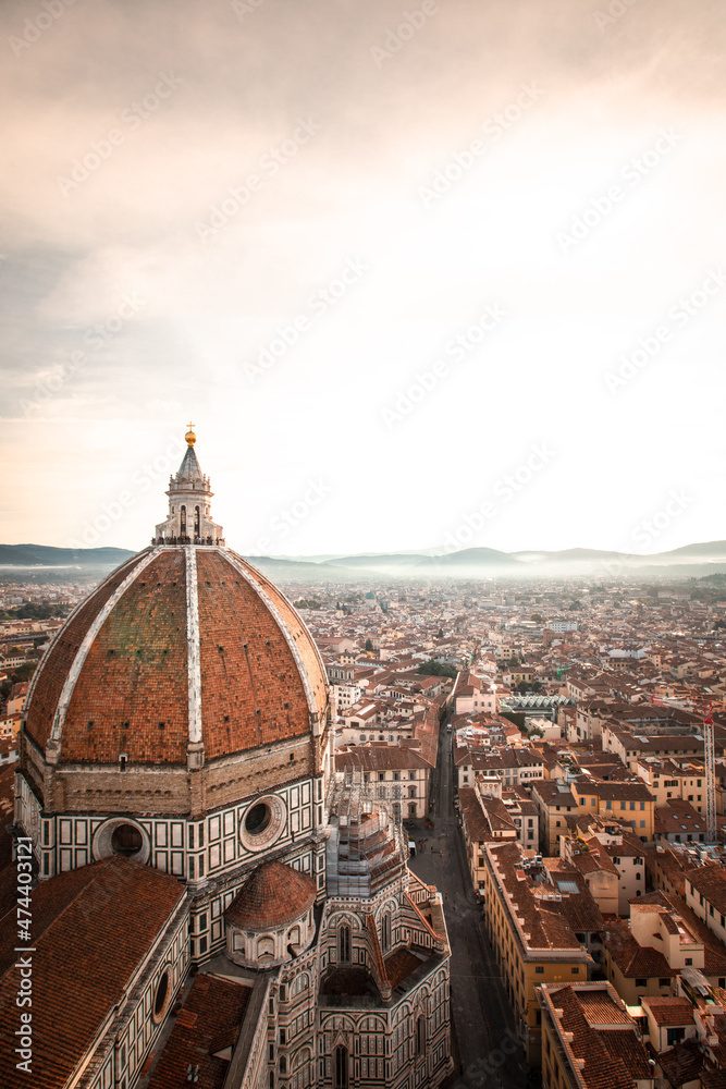 High view from Santa Maria del Fiore cathedral in Firenze, Tuscany, Italy.