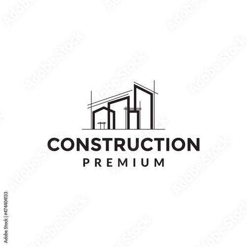 line building construction architect estate logo symbol icon vector graphic design illustration idea creative