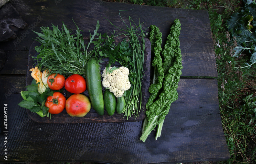 Obraz na płótnie warzywa na stole plony zdrowie zielenina żywność w salonie