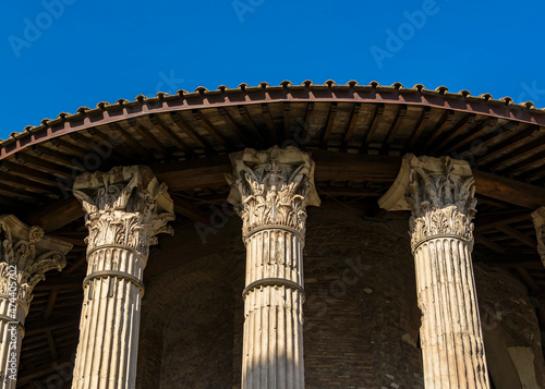 A view of the Temple of Hercules Victor  in the area of the Forum Boarium, Rome, Italy photo