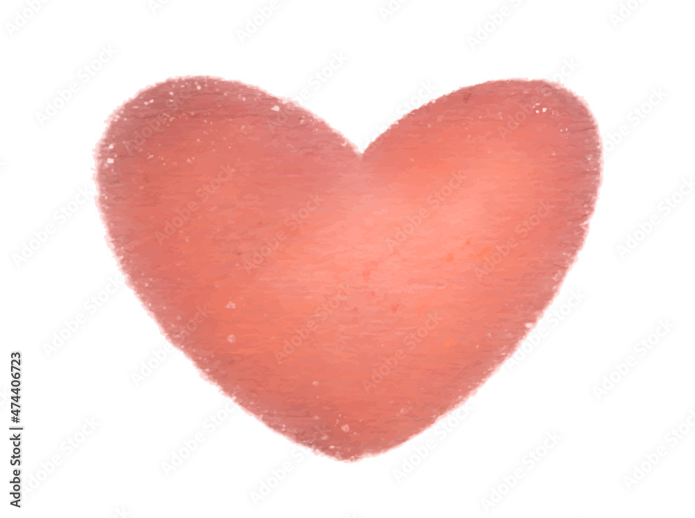 Hand drawn stylized heart. Pink heart with pencils texture